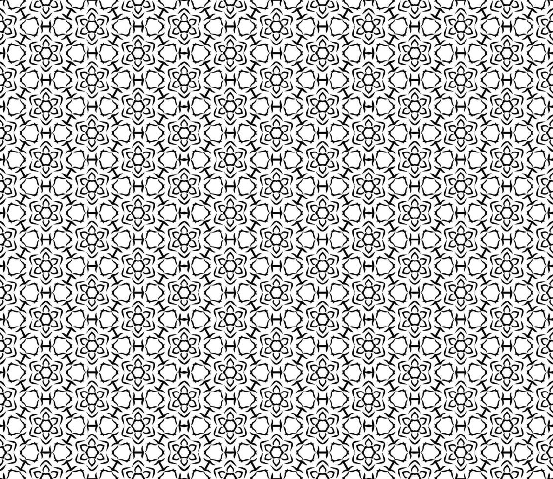 Grayscale pattern featuring continuous abstract forms, blending seamless black and white vector