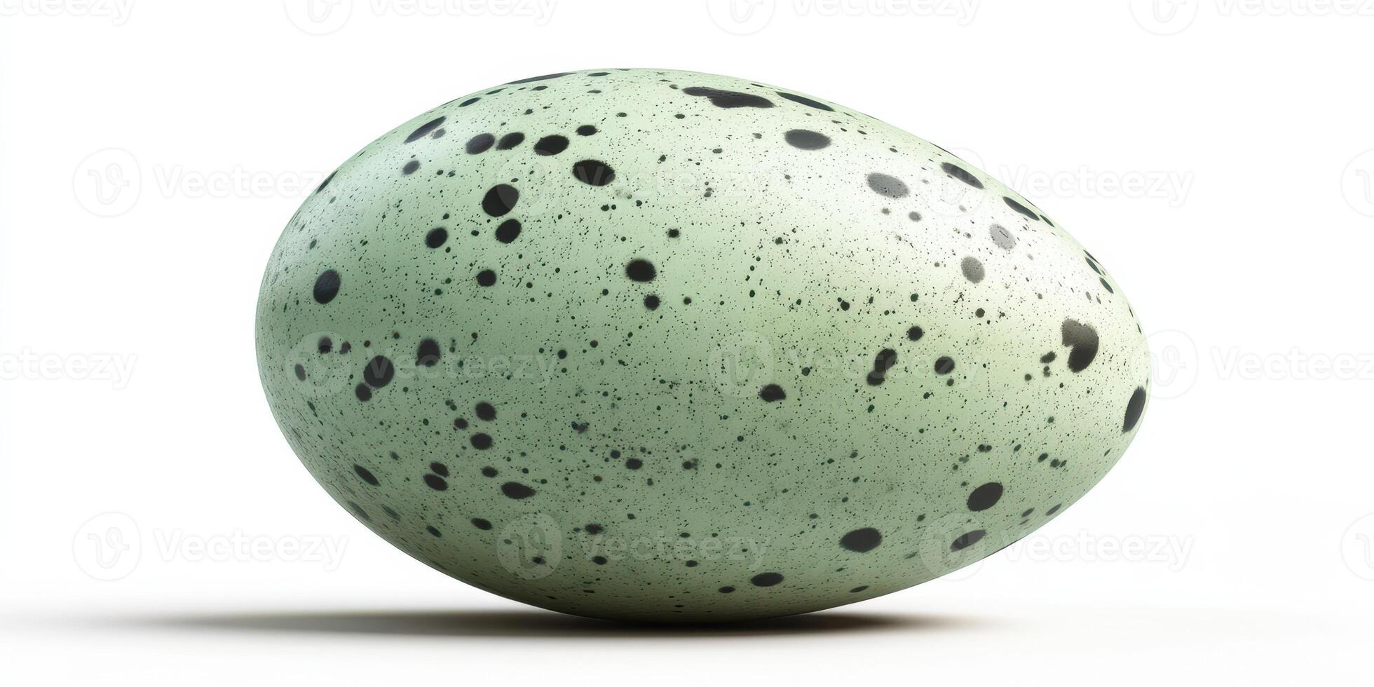 Unique speckled egg with a smooth, glossy surface displayed on plain background photo