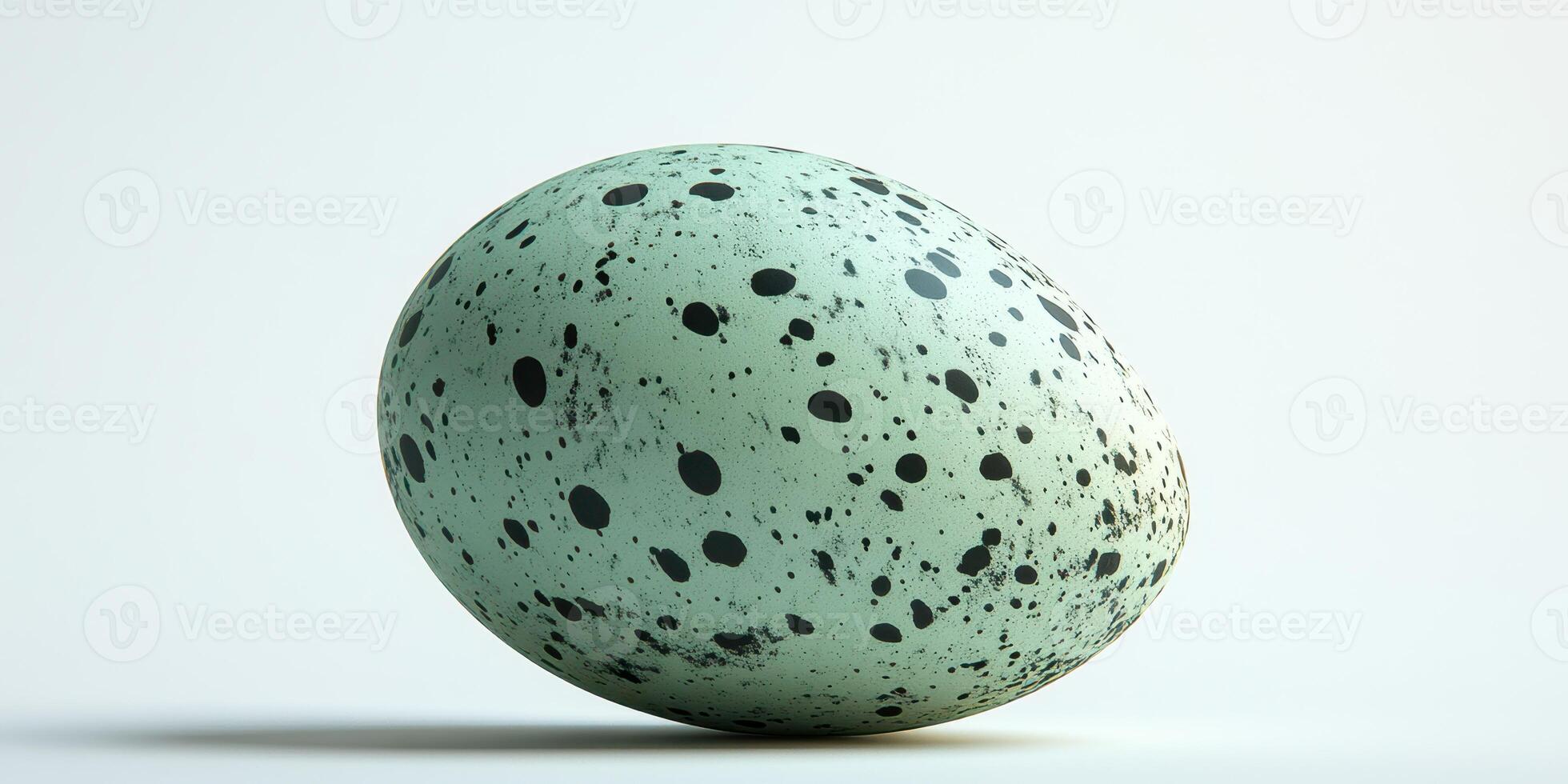 Beautiful speckled egg resting on a smooth surface against a light background photo