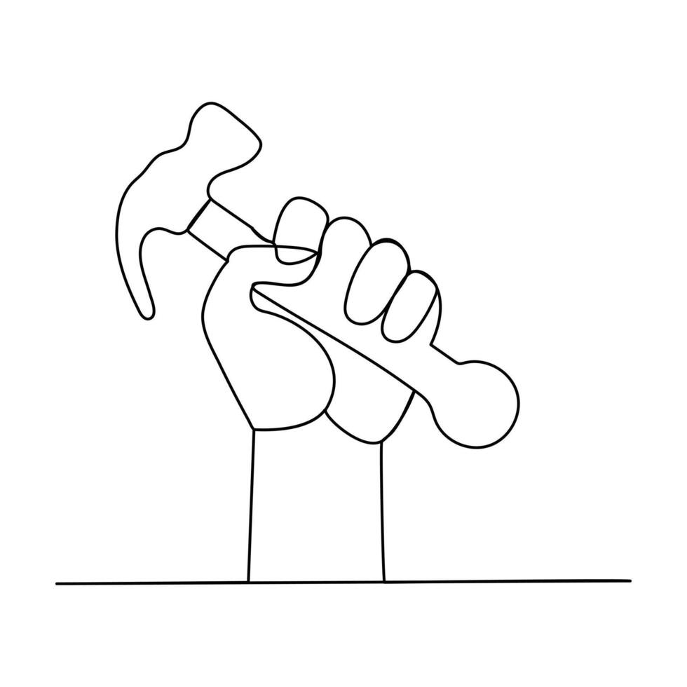 Single Line Illustrations of Engineers, Builders, and Tools vector