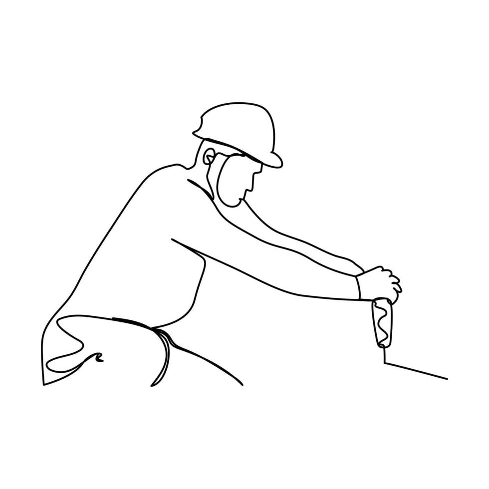 International May day labour Day Safety helmet Continuous line concept Hand drawn One line Logo vector