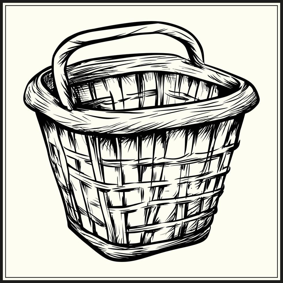 Silhouette of Plastic Basket, Doodle vector