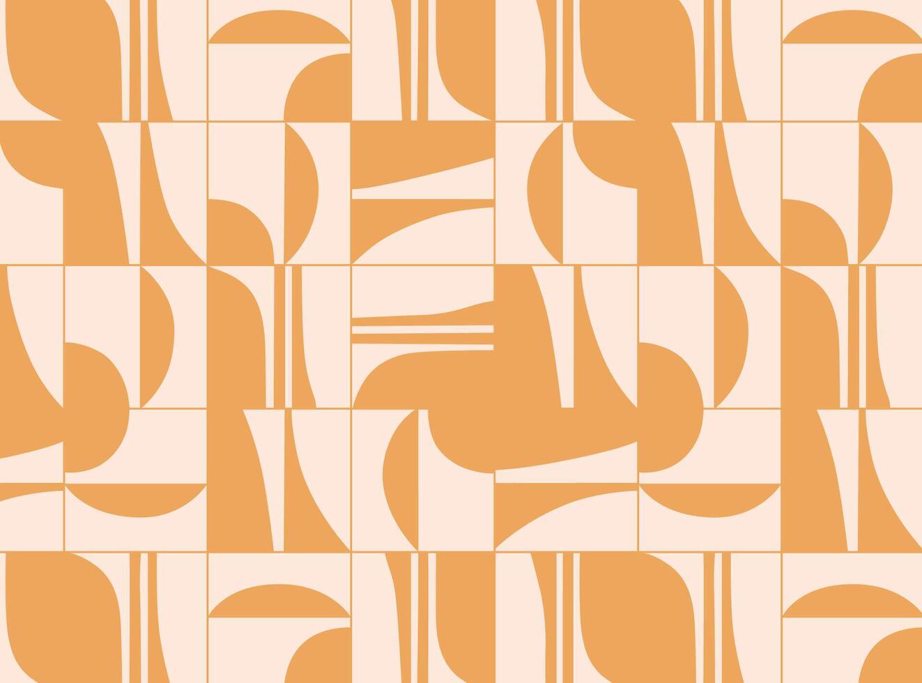 Linear smooth and square abstract pattern drawing with yellow color on beige background vector