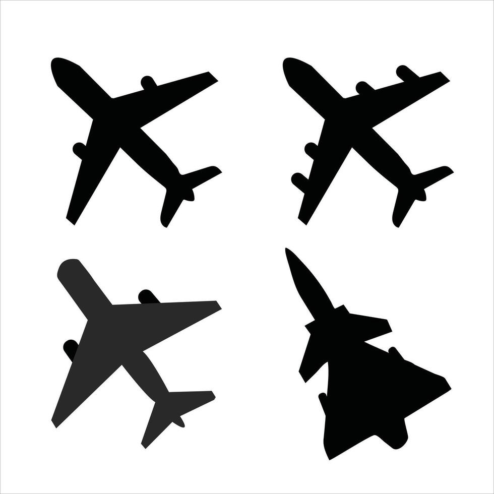 airplane silhouette icon set Illustration vector