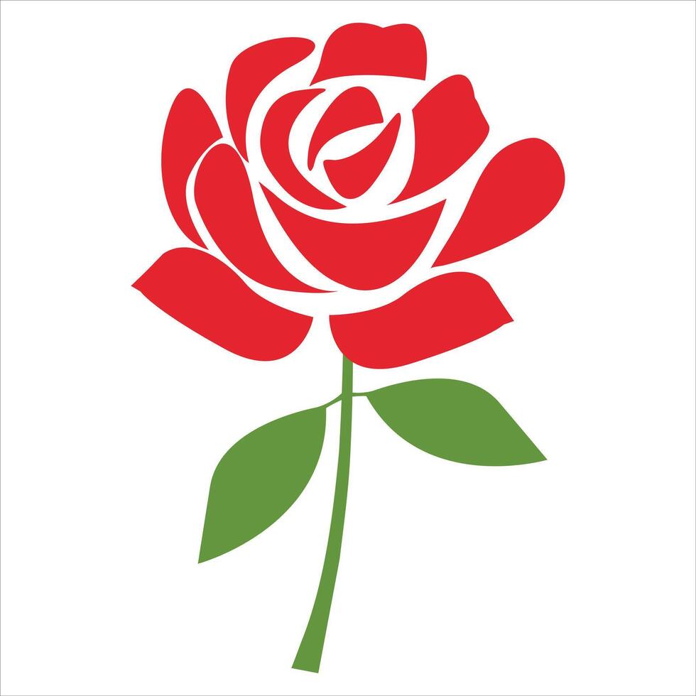 red rose with leaves Illustration vector