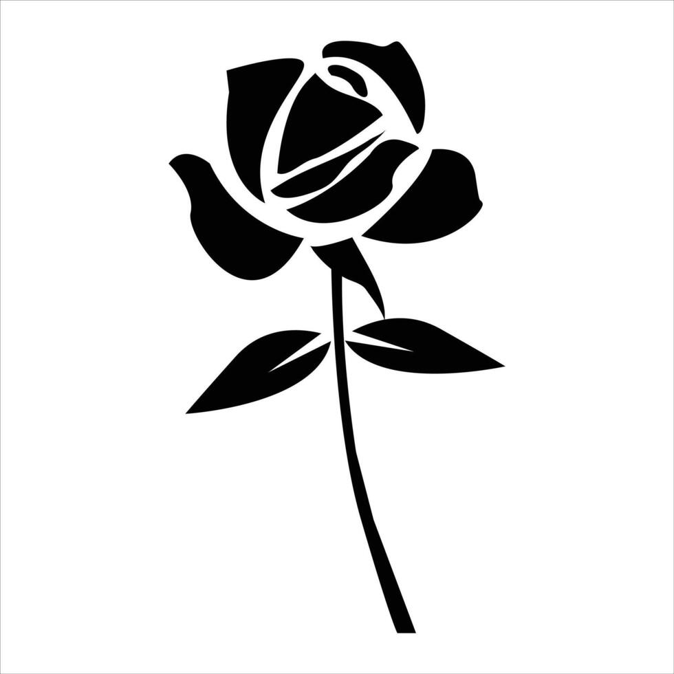 Valentines day silhouette of rose element . Romantic silhouette of rose vector