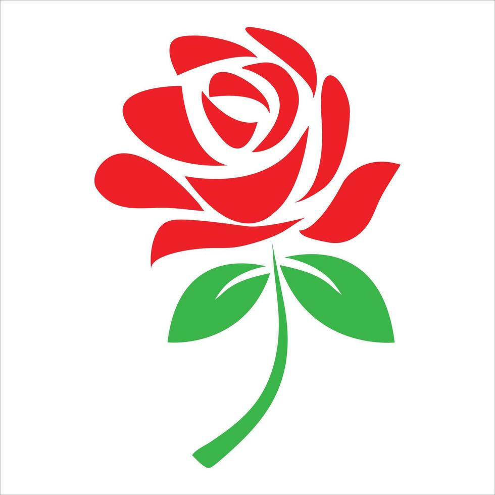 red rose with leaves vector
