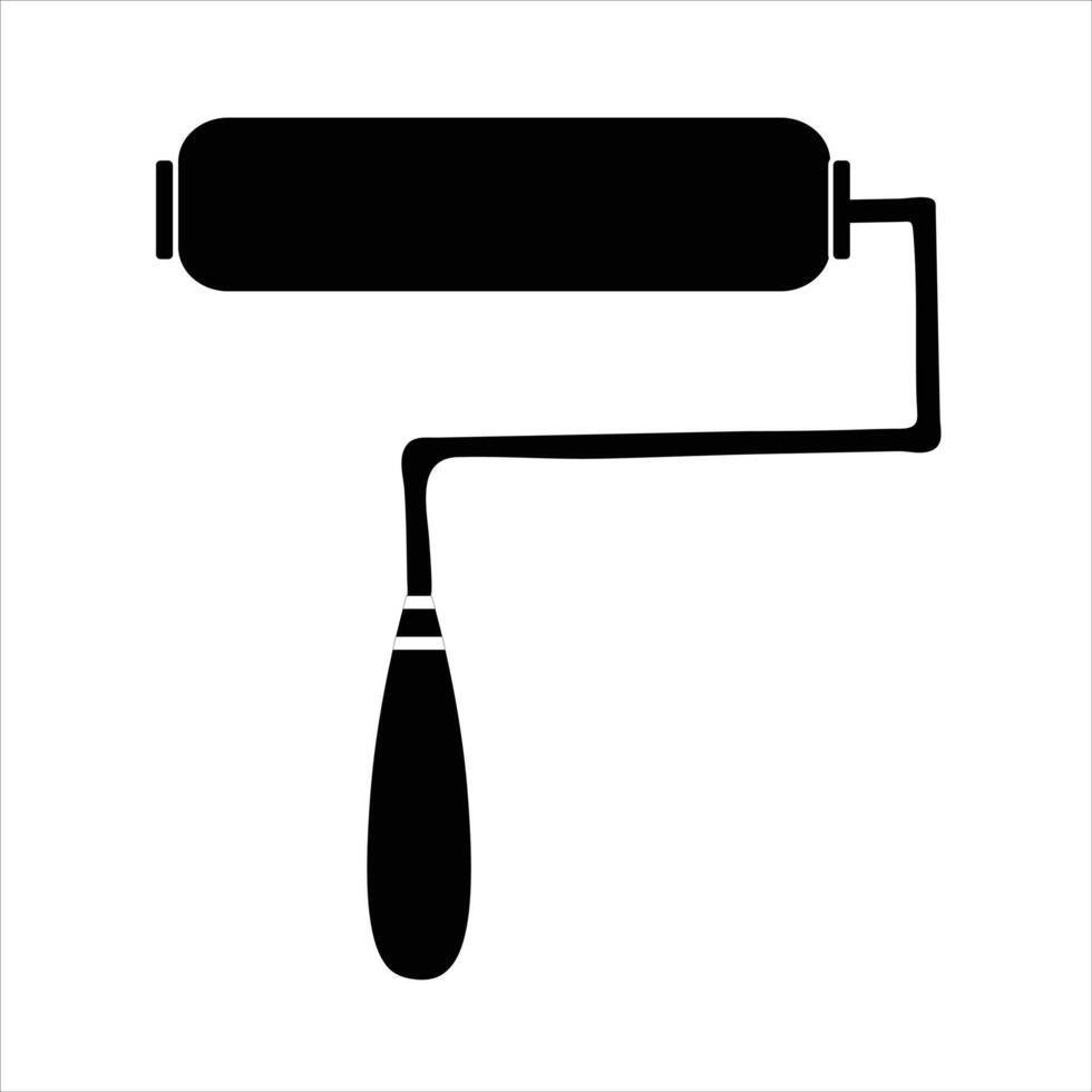 paint roller black silhouette Illustration vector
