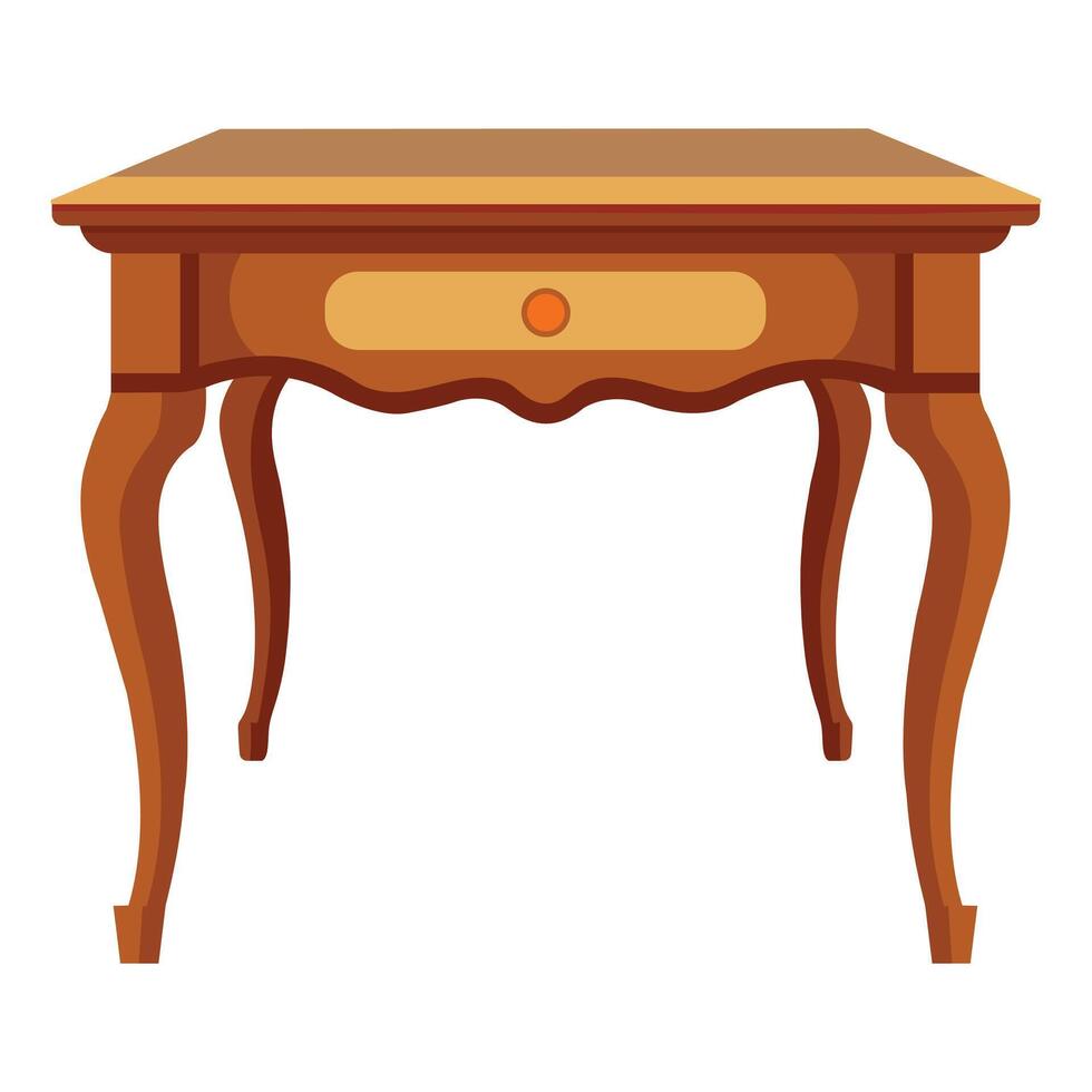 Classic Wooden Table on White Background vector