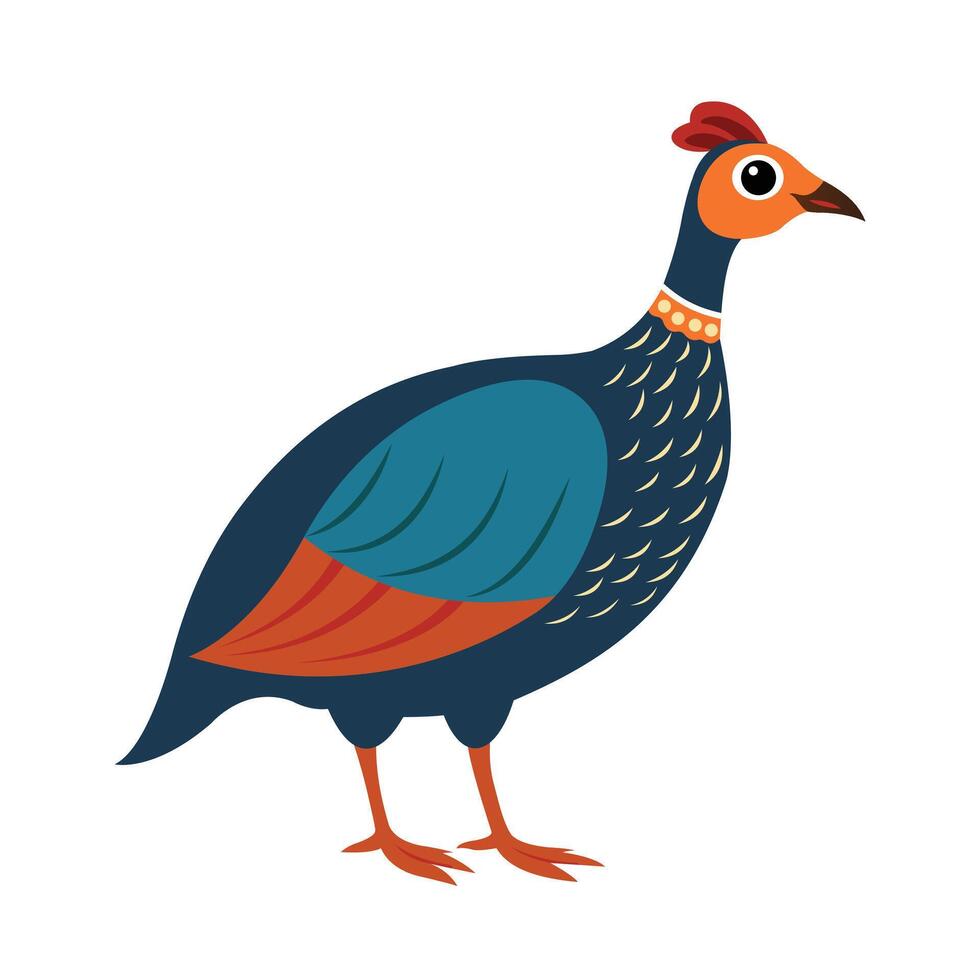 Beautiful Guinea Fowl on White Background vector