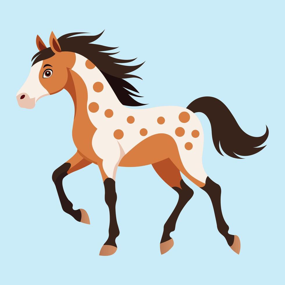 Spotted Pinto Horse Running on Background vector
