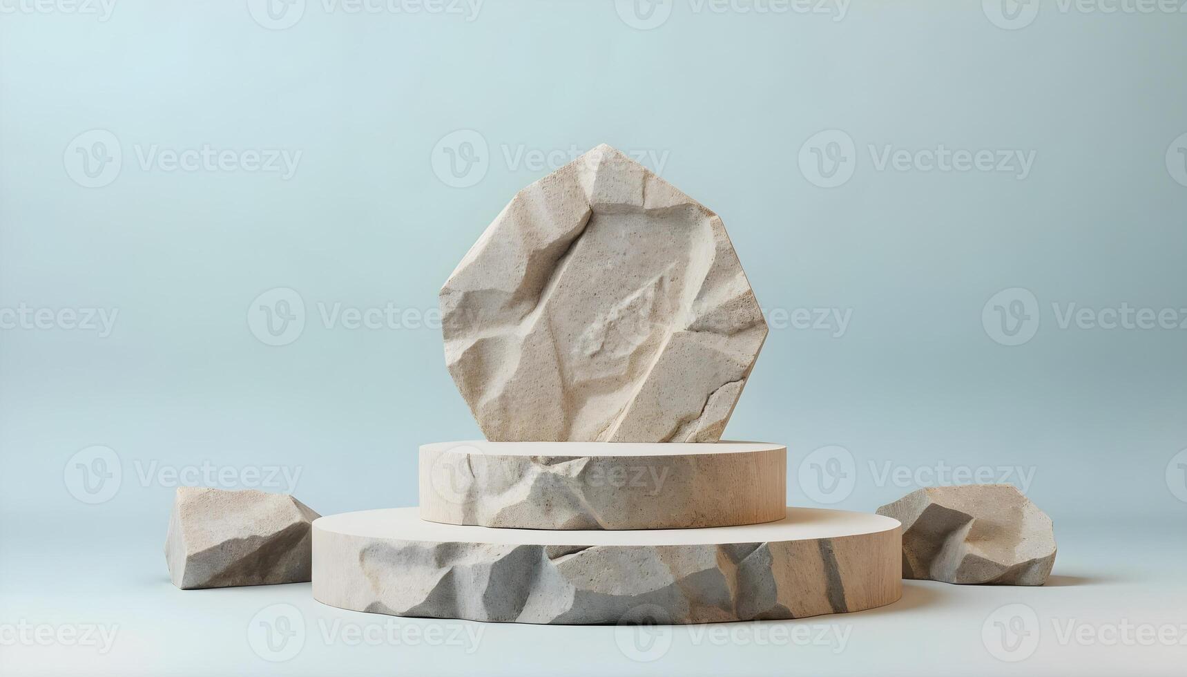 Geometric Stone Podium for Product Showcase with Minimal Background photo