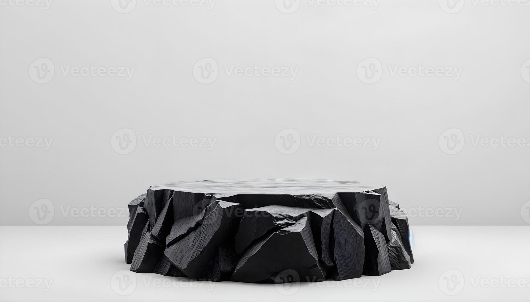 Black Empty Podium at a Minimal White Background photo
