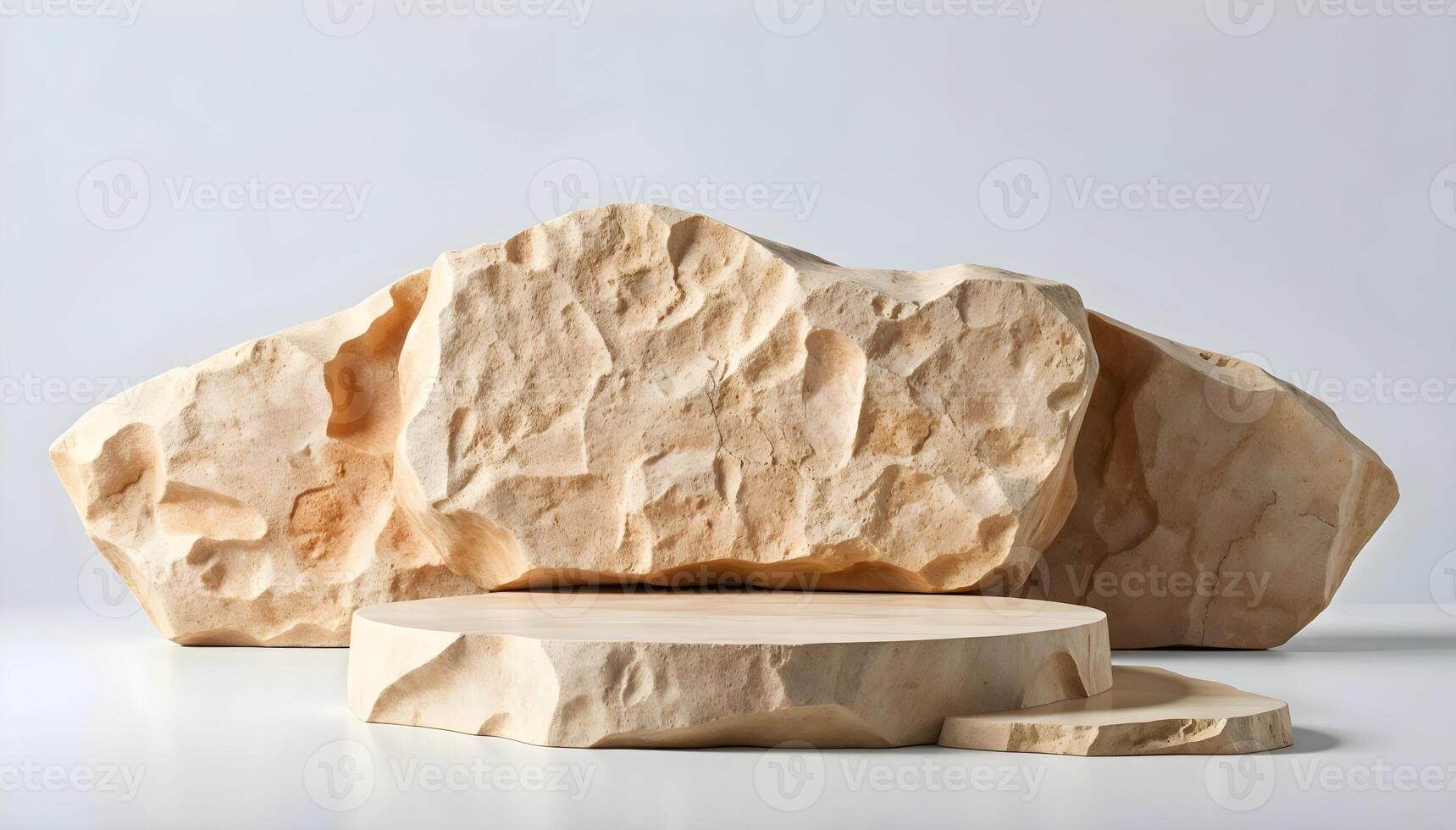 Irregular Beige Rocks for Product Showcase with a minimal background photo