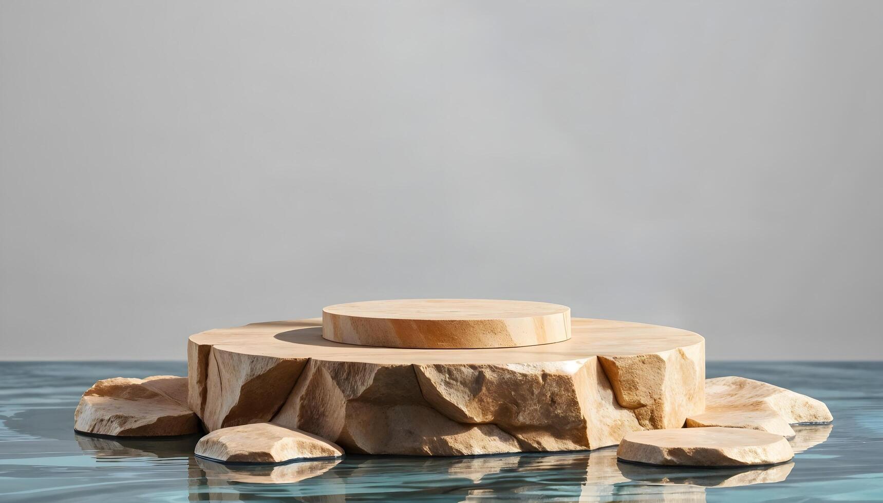 Rounded Stone Podium against a Minimal Background photo