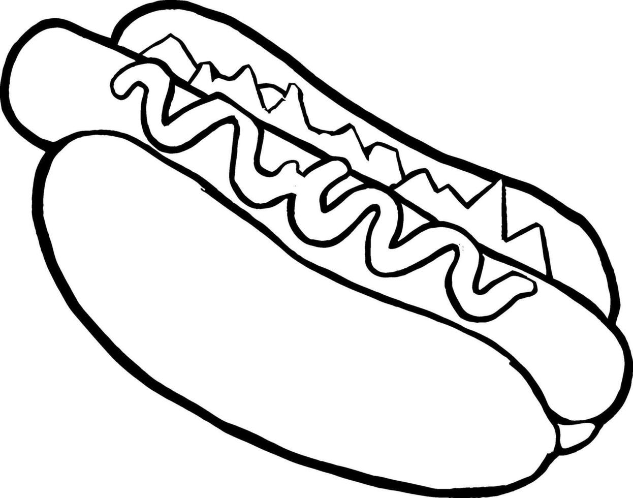Hot dog coloring pages vector