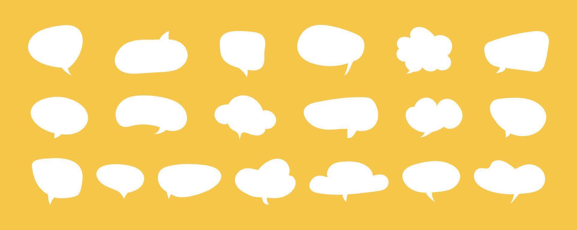 Speech bubbles for text. Message balloons, comic stickers, social media chat box. Chatting symbols, template. Doodle cartoon style. Information icons, idea, speak sign, quote mockups, dialogue frames. vector