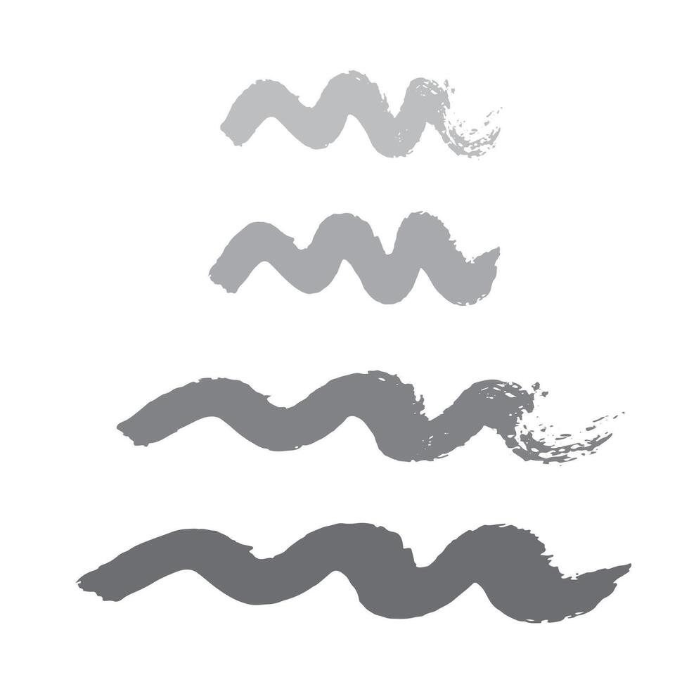 Set of grunge design elements isolated on white background. Paint brush for ink paint, dirt and text banners, dirty texture. Freehand drawing. Trendy brush stroke, illustration. vector