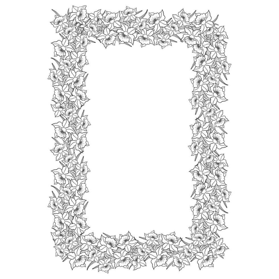 Hand Drawn Rectangular Flower Frame vector