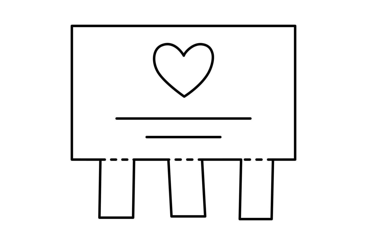 Hand drawn cute outline illustration of tear-off flyer with heart. Flat searching for love line art doodle. Find perfect match icon. Advertisement message print. Romantic paper banner. Isolated vector