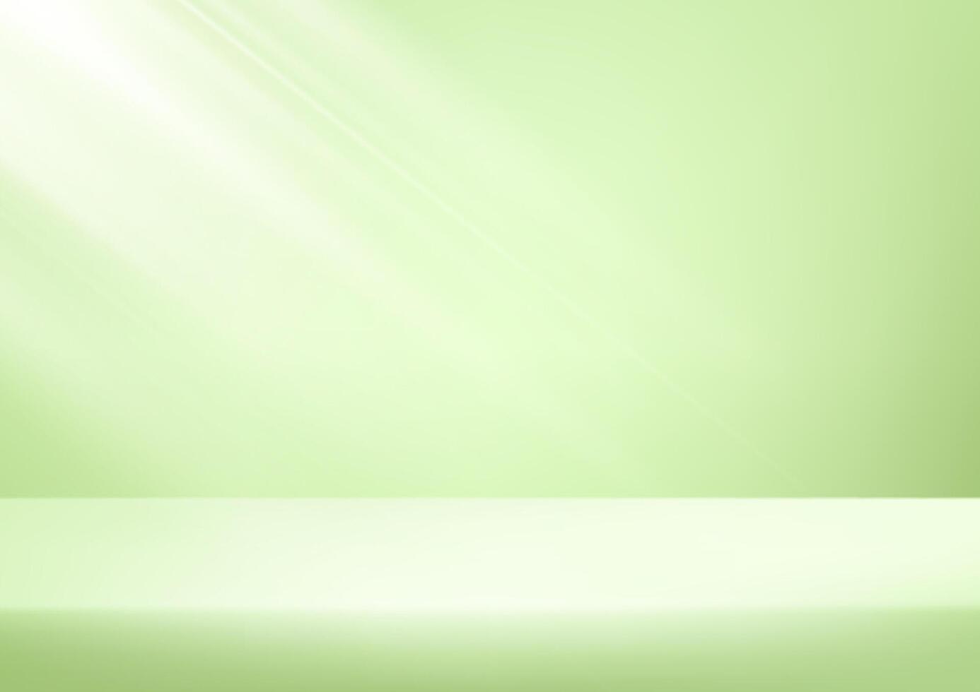 Empty pastel green studio background. Empty Room Studio with table. Space for selling products, backdrop, wallpaper, background, text. Gradient table. illustration. vector