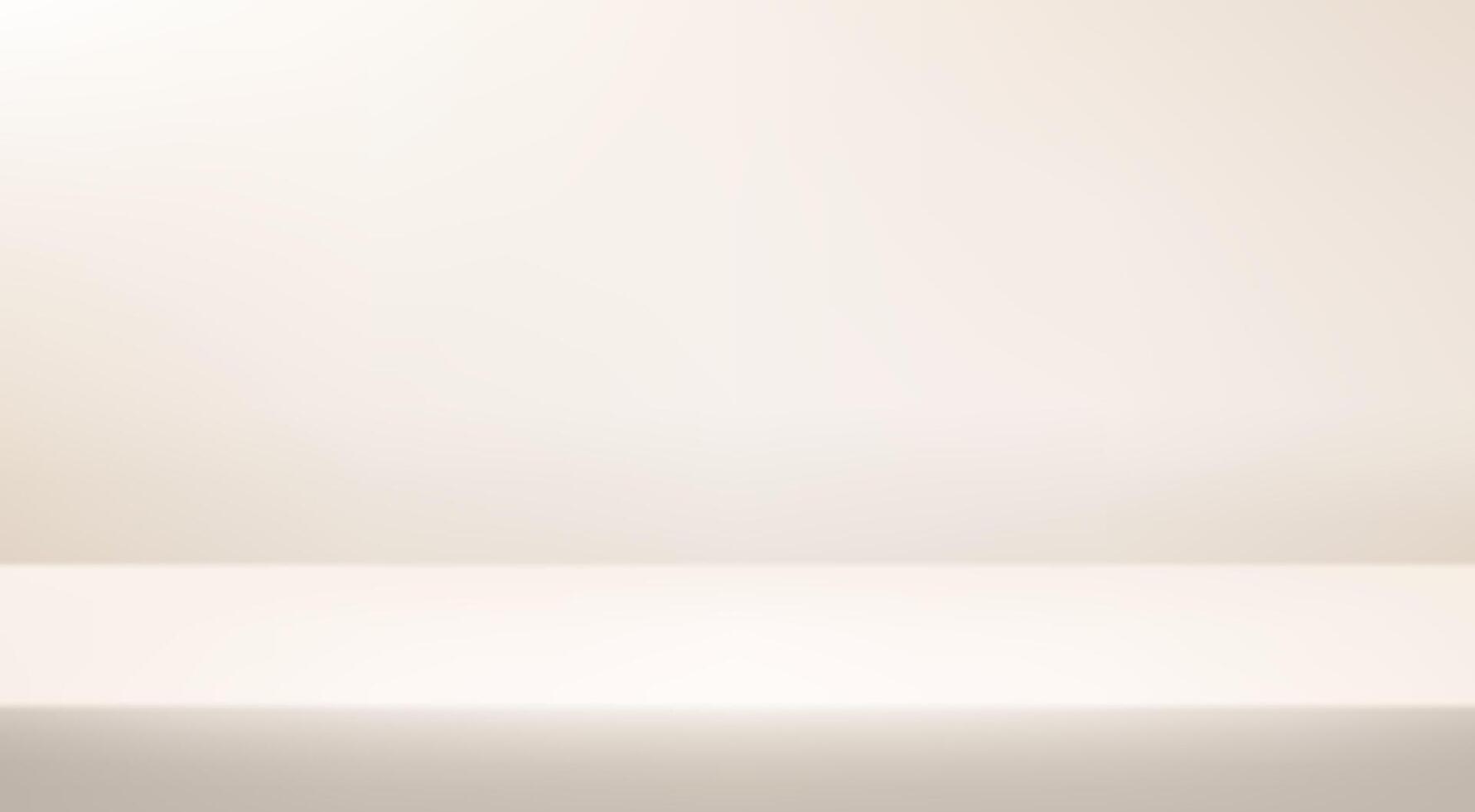 Empty beige studio background. Empty Room Studio with table. Space for selling products, backdrop, wallpaper, background, text. Gradient table. vector