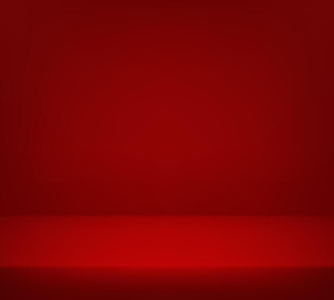 Red studio background. Empty Room Studio with table. Space for selling products, backdrop, wallpaper, background, text. illustration. vector