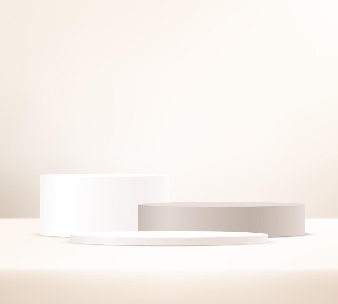 Beige background 3d with podium space for selling products, backdrop, wallpaper, background, text. 3D abstract studio room with pedestal podium. vector