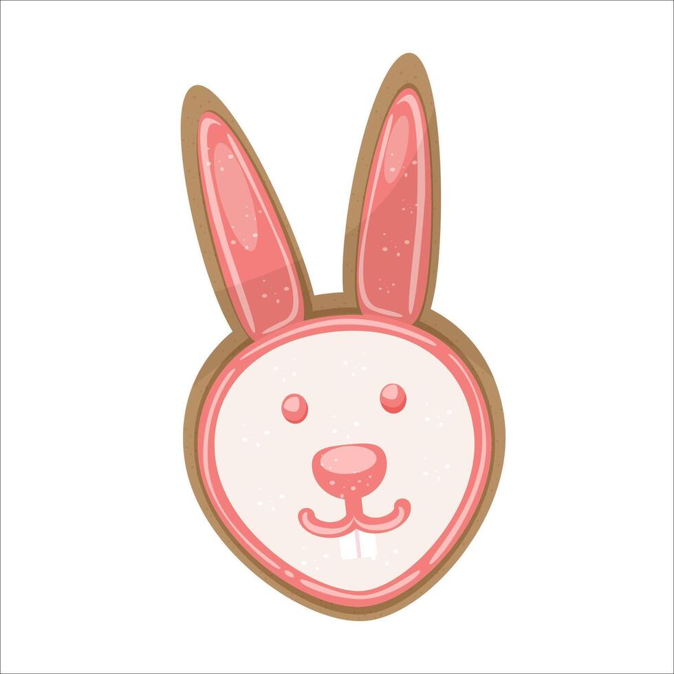 Cookie in the form of Easter bunny isolated on white background. Easter concept element. vector