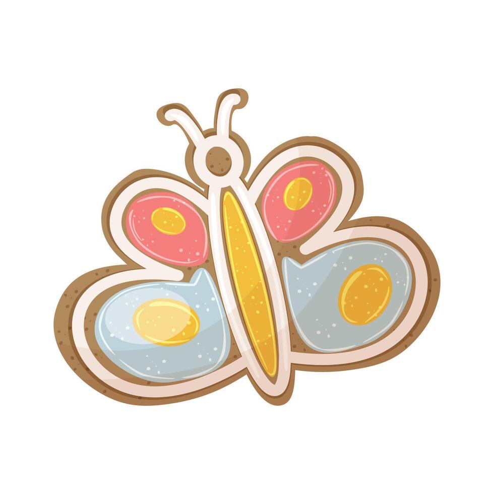 Cookie in the form of butterfly isolated on white background. Easter concept element. vector