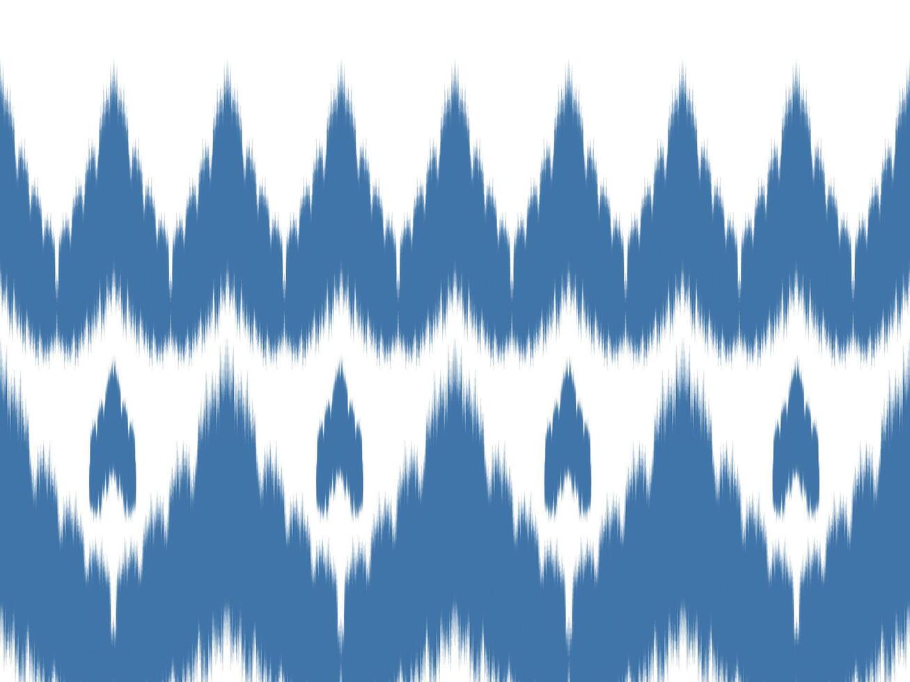 Ikat Seamless Pattern Design for Fabric. Blue ethnic seamless pattern. Boho, ornament, clothing, textile, wrapping, background, wallpaper, carpet, embroidery, print vector