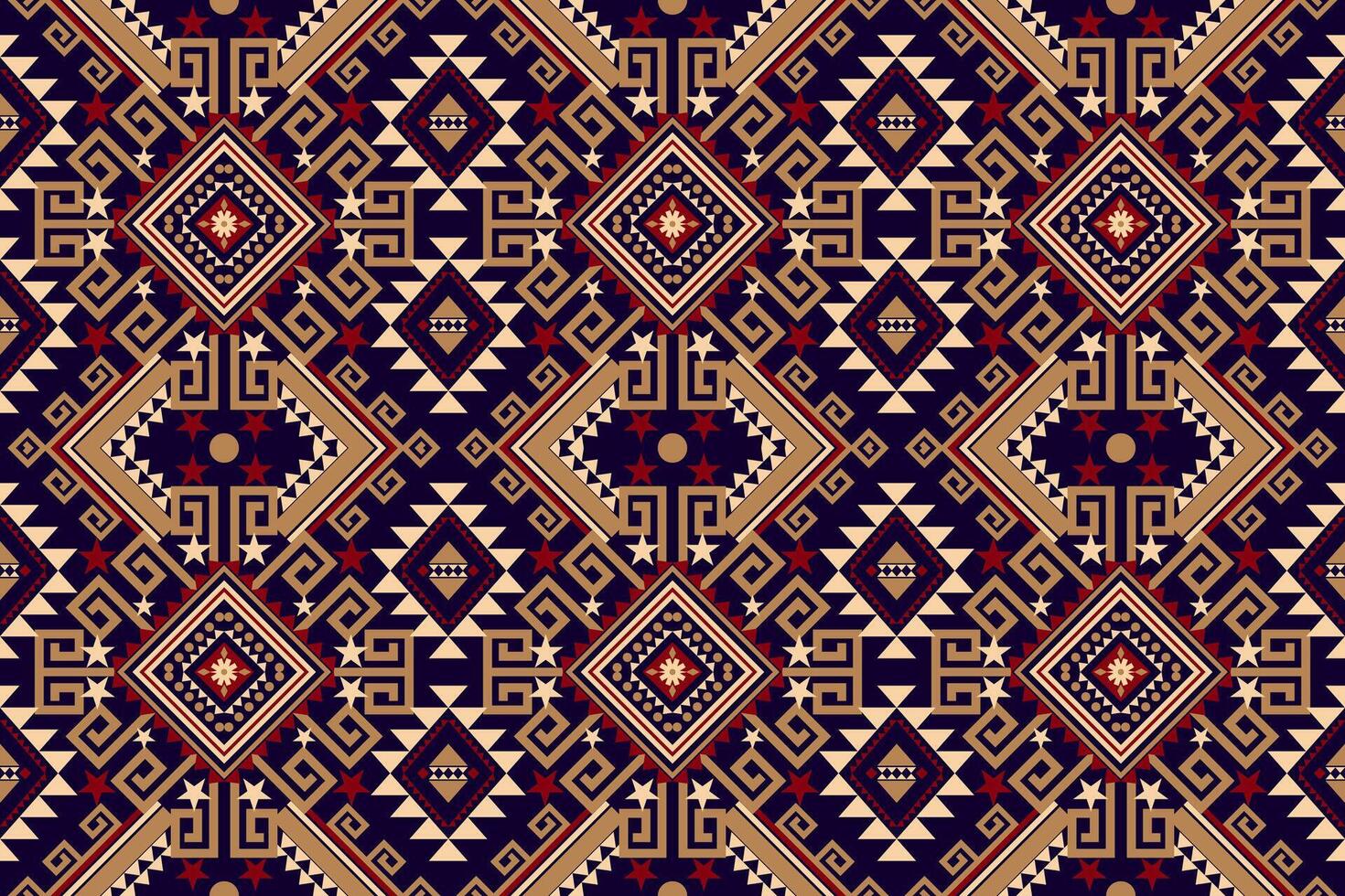 Geometric ethnic seamless pattern on black background vector