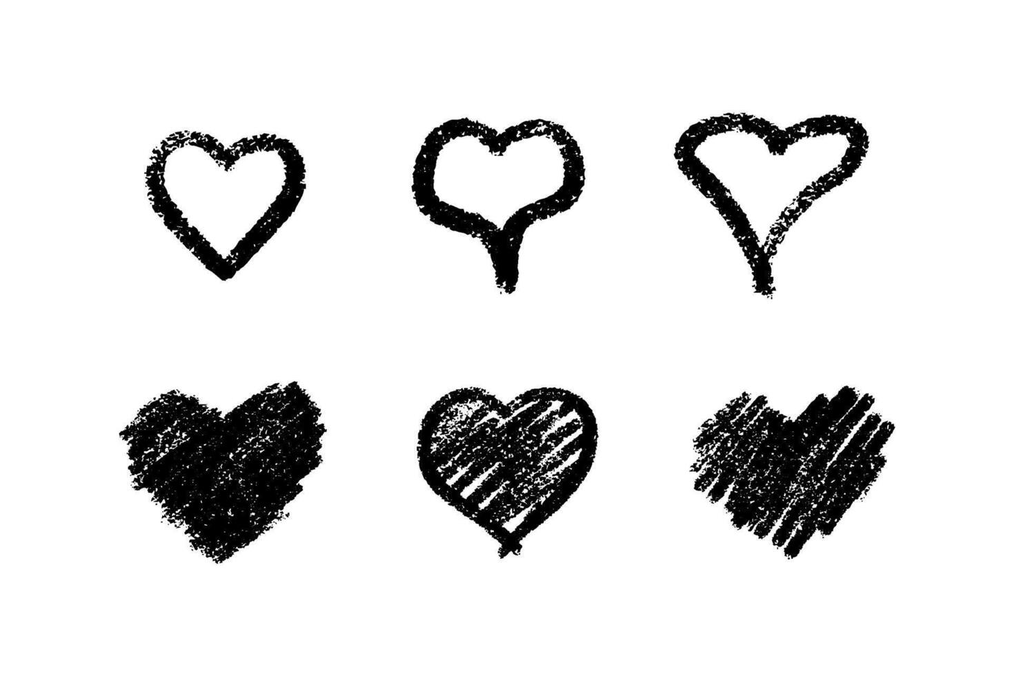 Crayon heart collection with chalk effect vector
