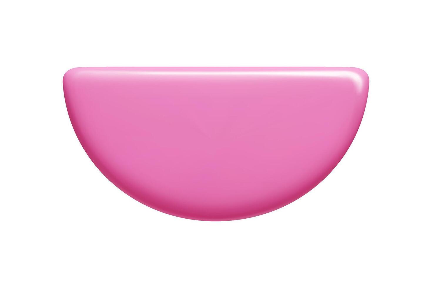 Pink semicircular 3d banner in style with curved edges and polished surface. vector