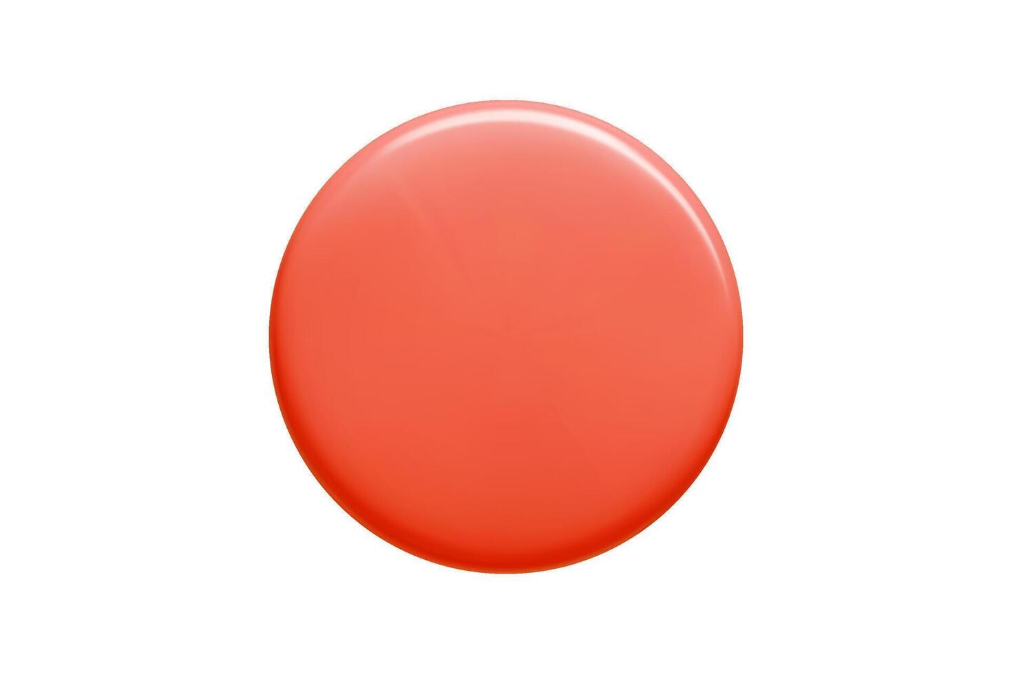 Red 3d circular banner with glossy surface and gradient shading. Minimalist element vector