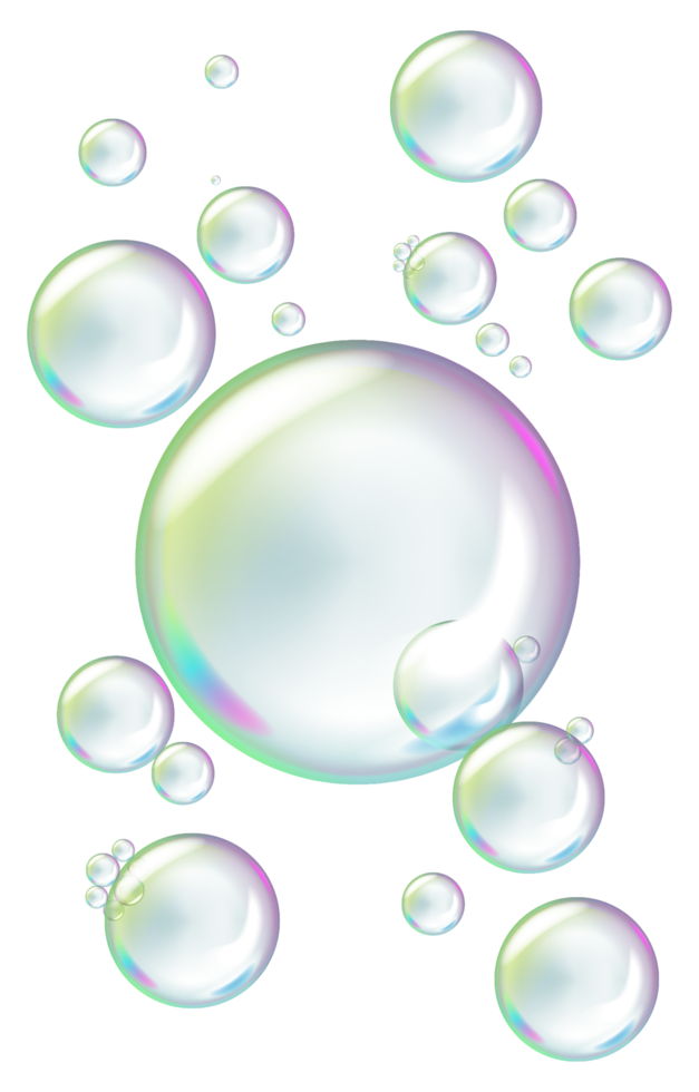 Realistic clear soap bubbles on a transparent background png