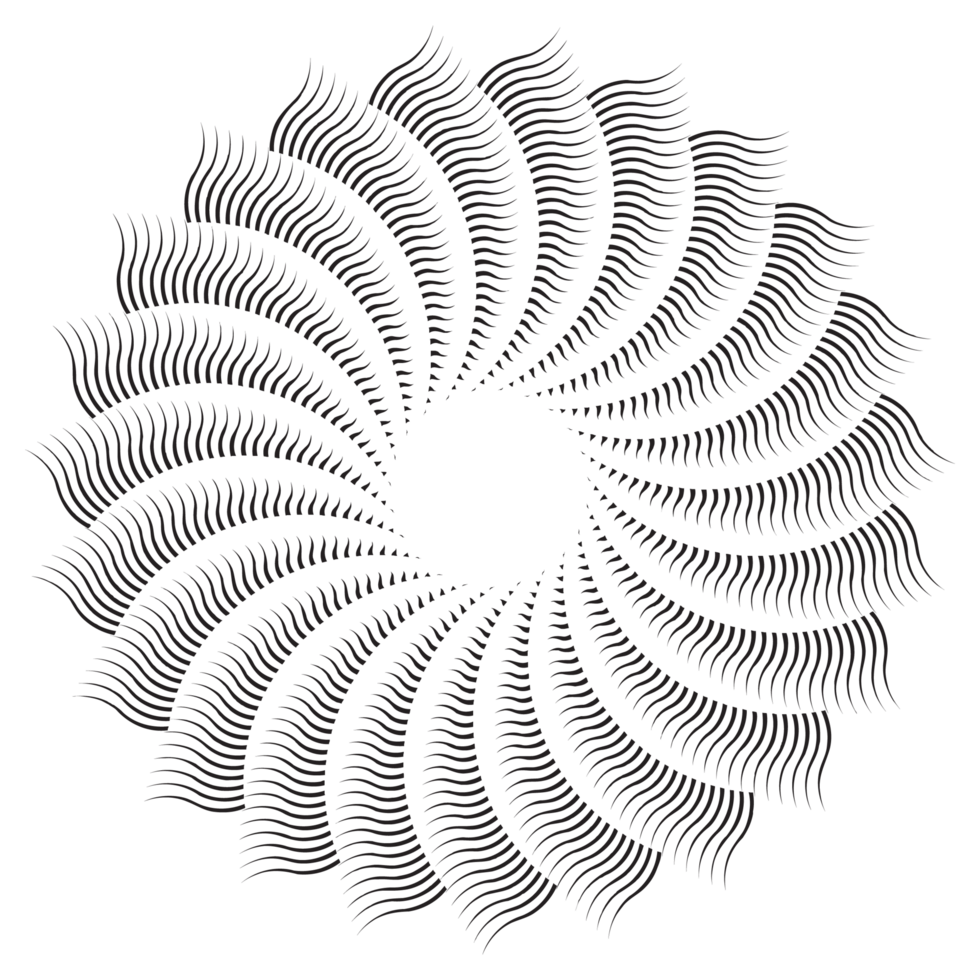 Abstract background with lines in circle art design spiral as logo or icon a black figure on white and an equally the side png