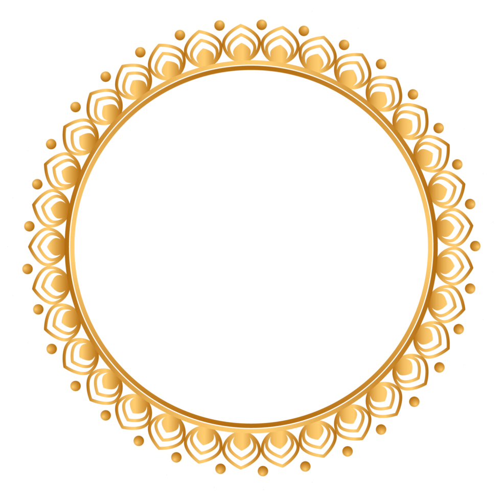 Golden luxury circle shape frame clipart png