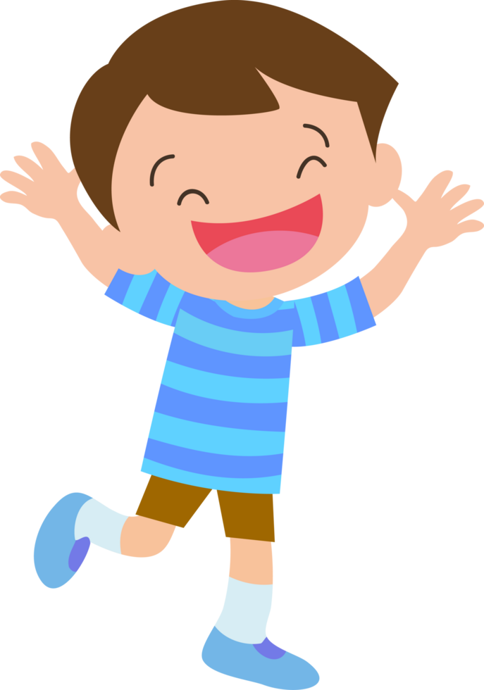 Happy child standing with big smile, arms wide open png