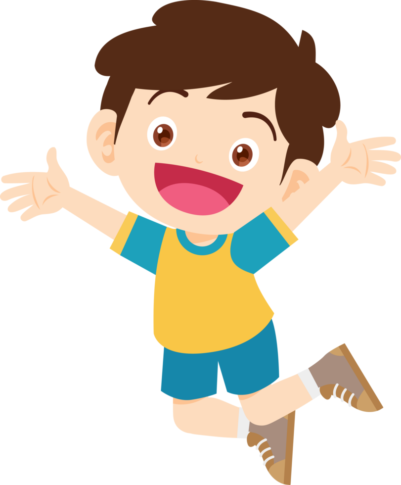 Energetic child skipping forward joyfully. png