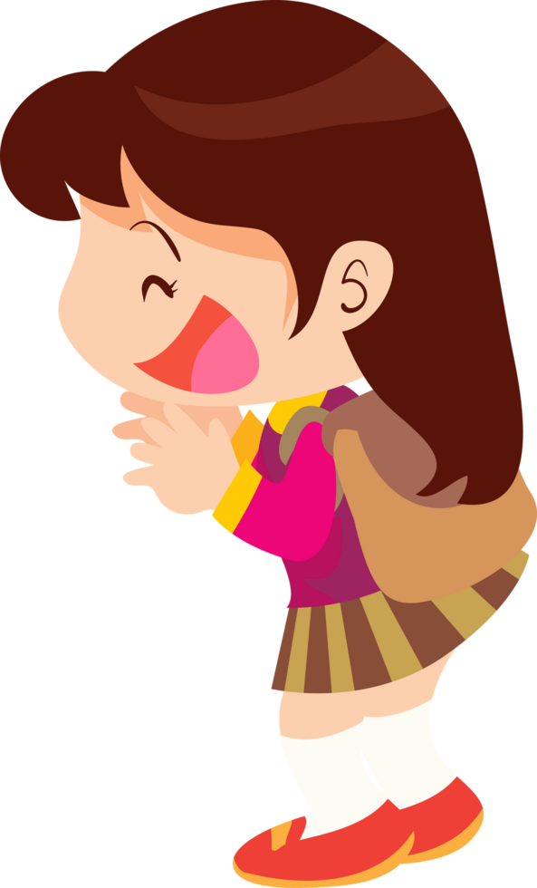 Cartoon child with school bag, excited for class. png