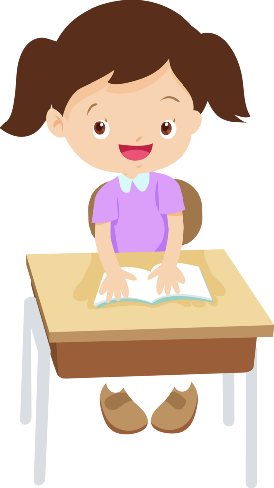 Young learner enjoying study time at home. png