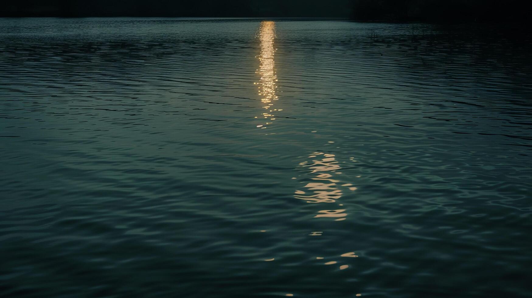 The moon reflected on the water at night photo