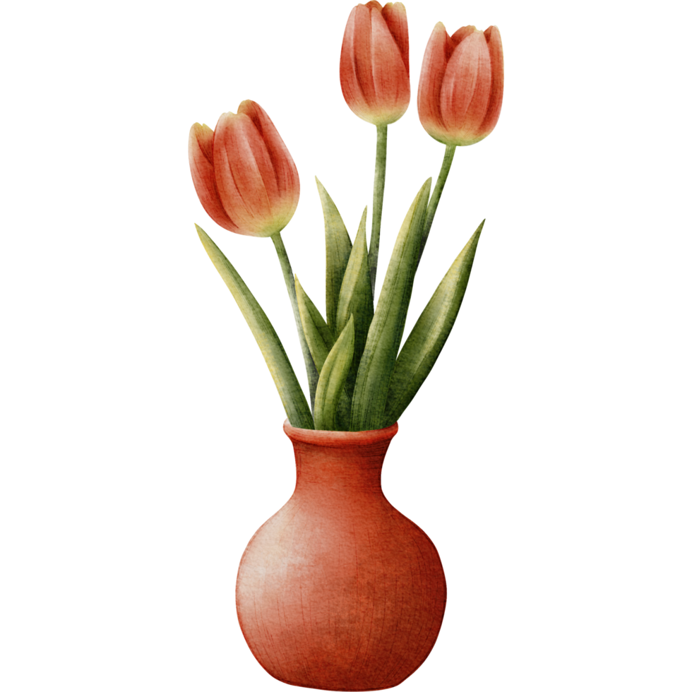 Orange Tulips in a Vase with transparent background png