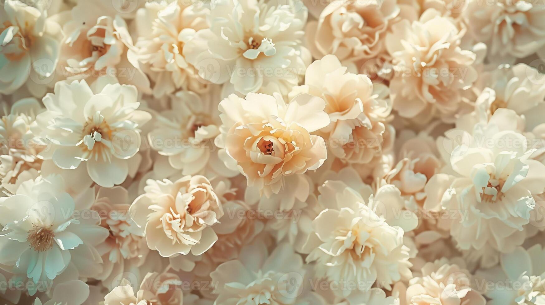 White flowers peonies background top view photo