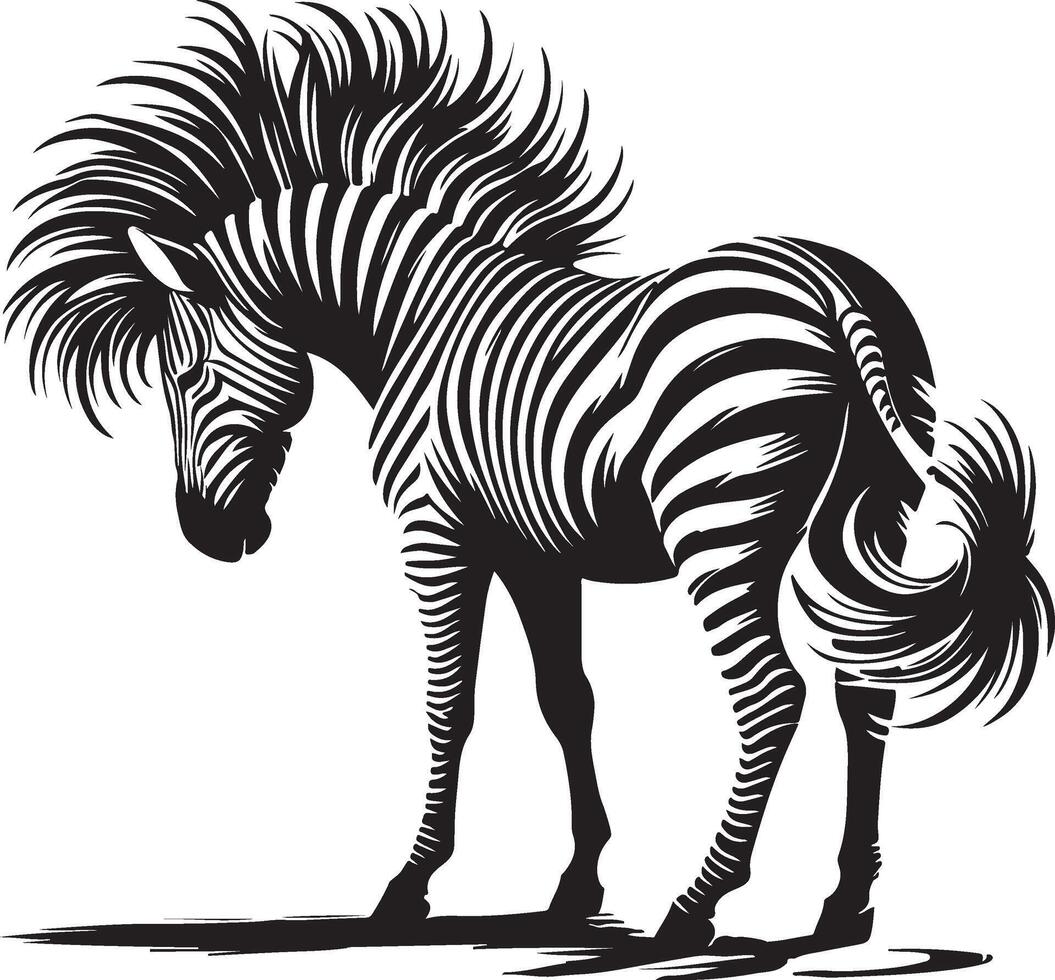 a black and white drawing of a zebra vector