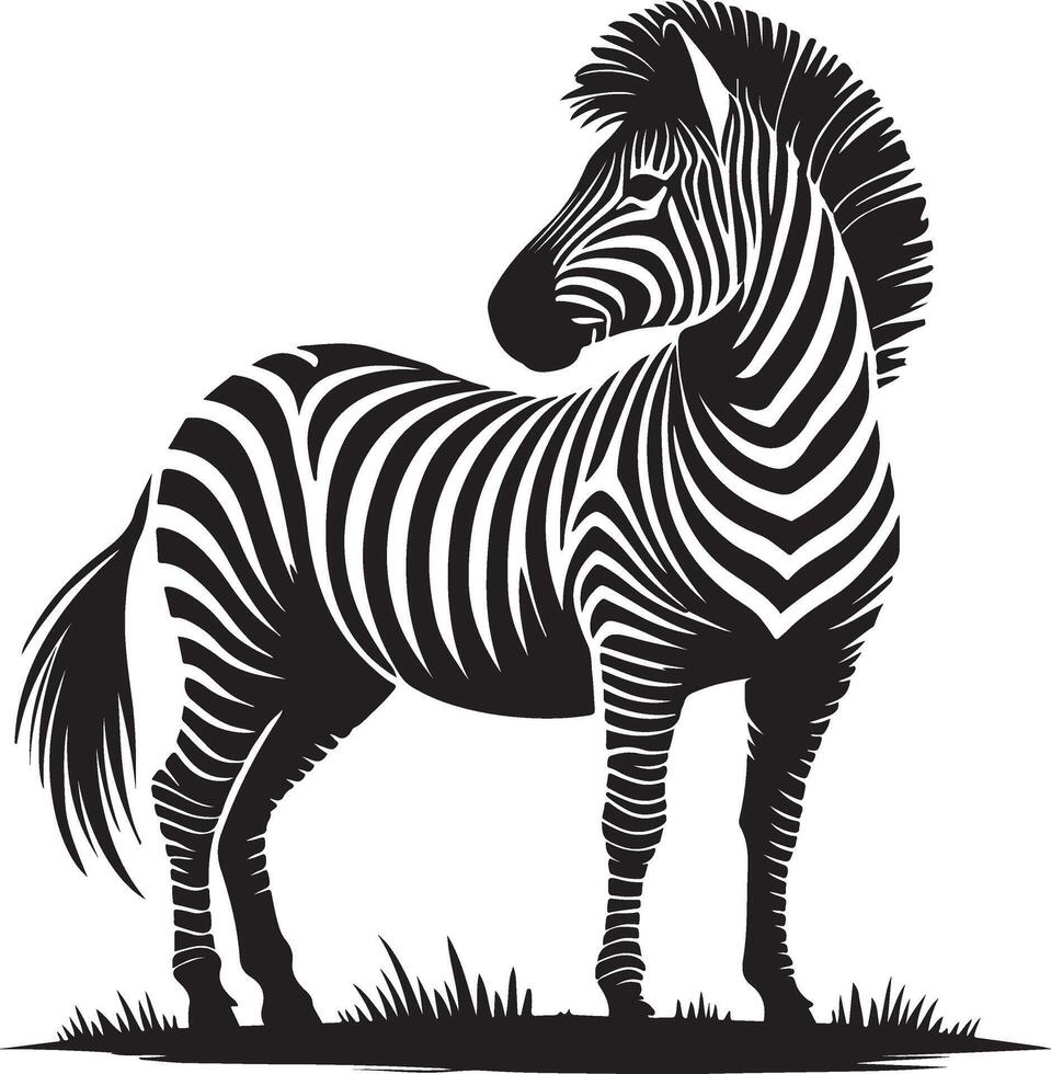 a zebra silhouette on white background vector