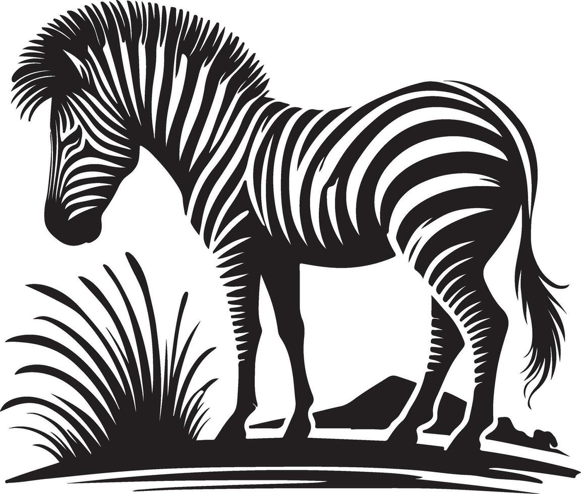 zebra silhouette on white background vector