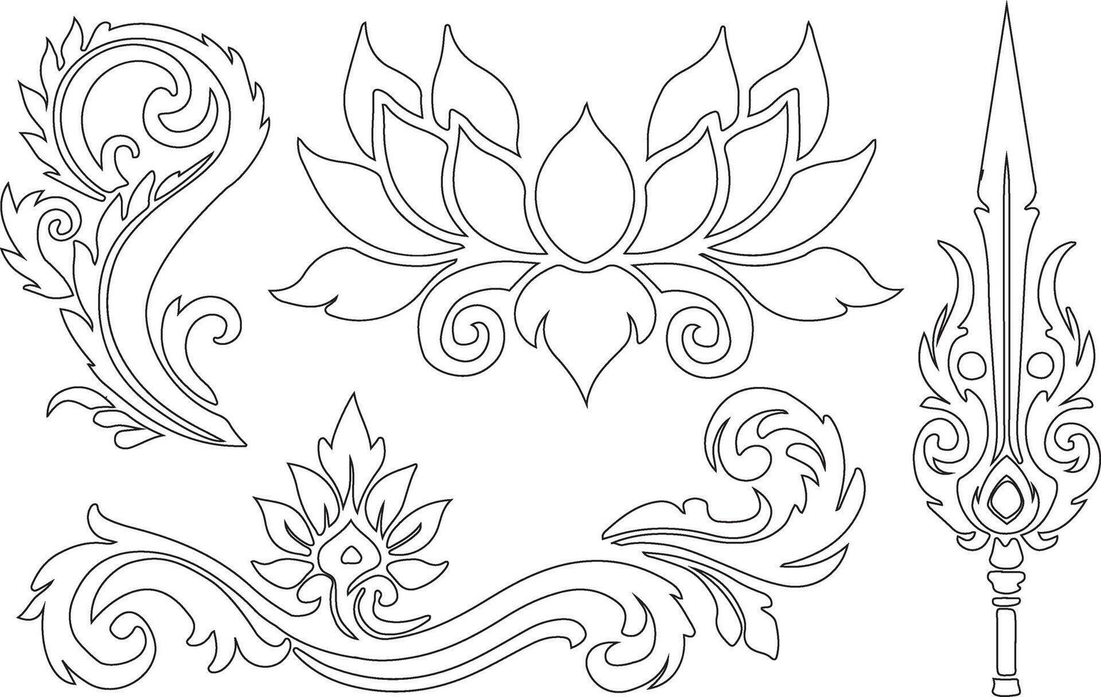 a drawing of a lotus flower vector