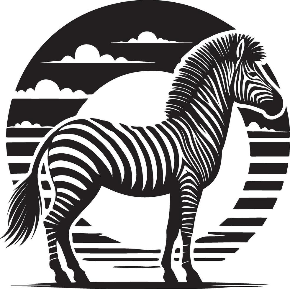 zebra silhouette silhouette of a zebra in the desert with the sun in the background vector